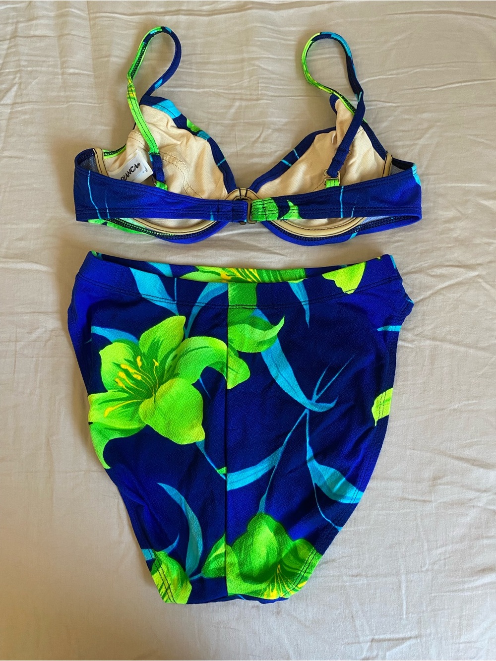 Vintage Made in the USA La Blanca Blue Floral Bikini Set - Picture 7 of 10